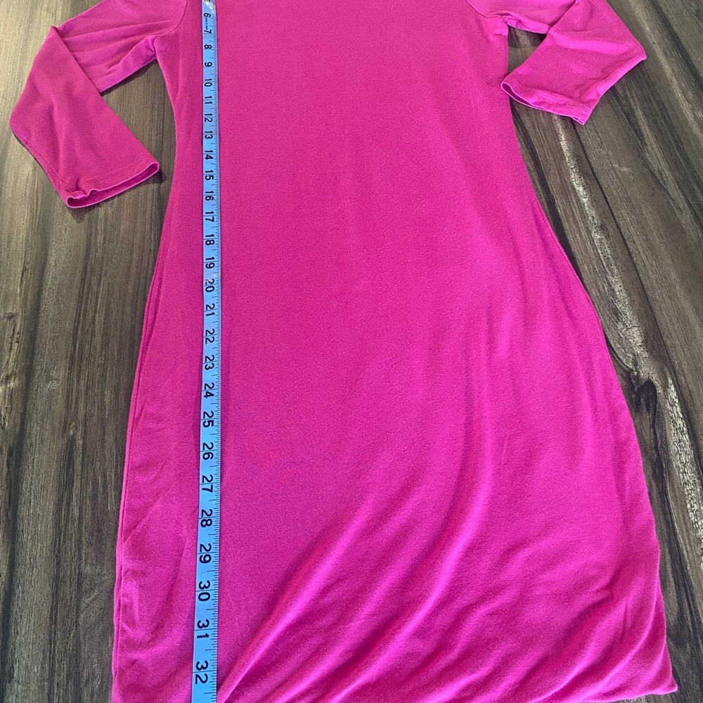 3/4 Sleeve Bodycon Mini Dress in a Vibrant Barbie Y2K Hot Pink SZ Medium - Picture 7 of 8